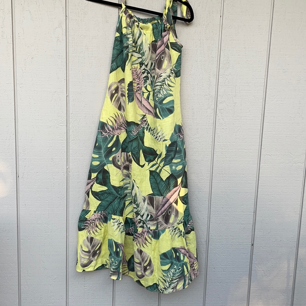 Bellambra 100%Linen Floral Palm Tropical Dress NWT